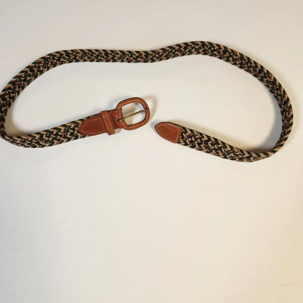 Lady Canterbury Vintage Braided Belt Womens Tan Leather Multicolor